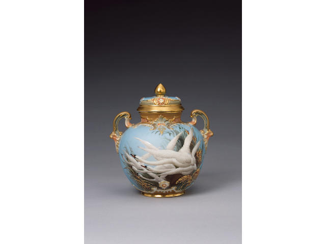 A Royal Worcester vase and cover by Charley Baldwyn dated 1906