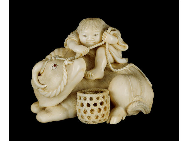 KAIGYOKUSAI MASATSUGU of Osaka [1813-1892]; a very fine ivory okimono,
