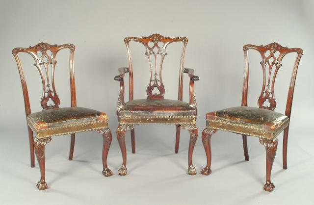 A good set of eight 19th century Chippendale revival mahogany dining chairs,