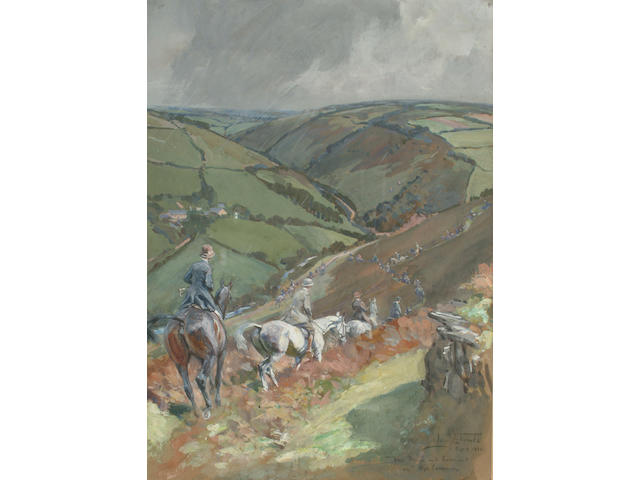 Lionel Dalhousie Robertson Edwards (British, 1878-1966) 'The Devon and Somerset on Bye Common', 34 x 24.5 cm (13 3/8 x 9 5/8 in)