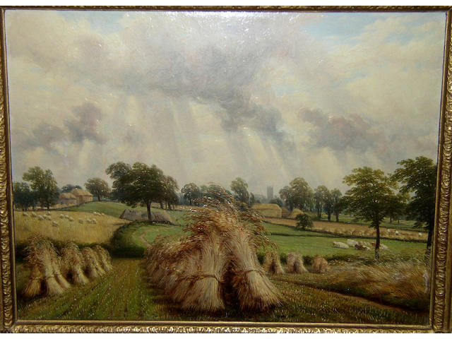 Thomas Baker of Leamington (1809-1869) British 'Cornfield near Warwick',