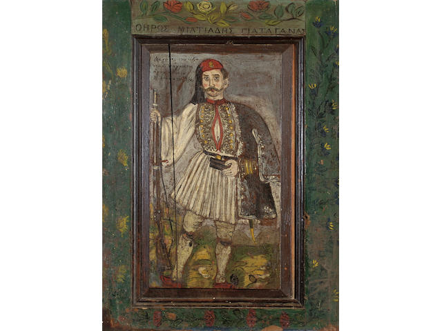 Theofilos Hatzimichail (1871&#8211;1934) The Hero Miltiadis Yiataganas 85 x 58 cm. (33 1/2 x 22 7/8 in.)