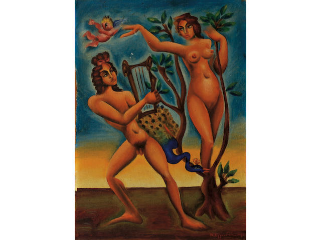 Nikos Engonopoulos (1910&#8211;1985) Apollo and Daphne 41 x 30 cm. (16 1/8 x 11 3/4 in.)
