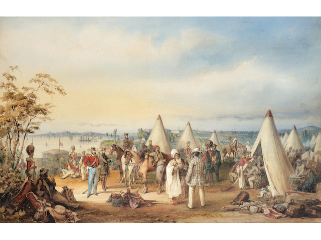 Vittorio Amadeo, 5th Count Preziosi (Maltese, 1816-1882) The British army at Scutari, 1854 71.1 x 96.5 cm. (28 x 38 in.)