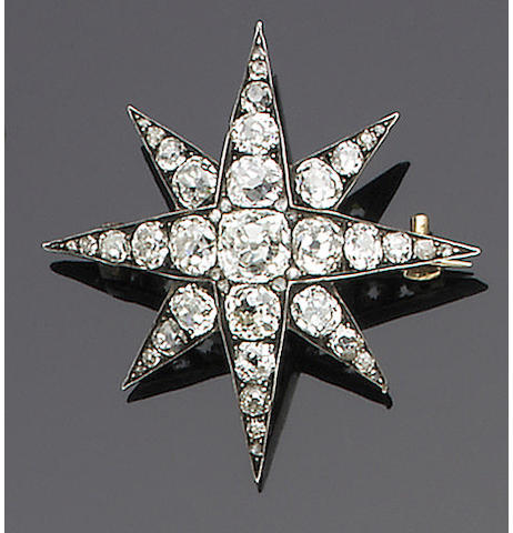 A late 19th century diamond star brooch,
