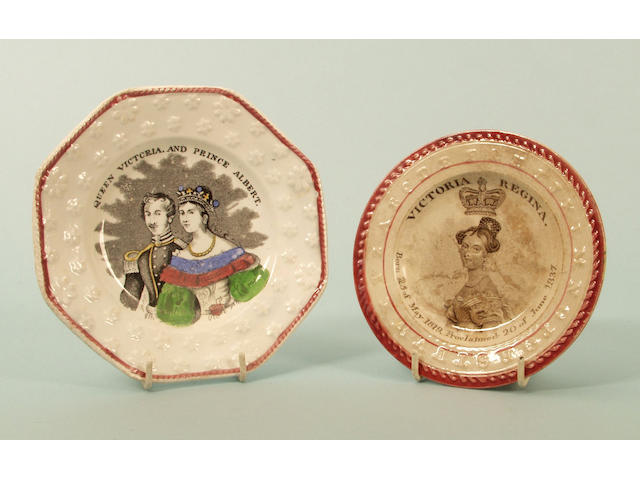 Queen Victoria, 1837 Coronation, a Staffordshire pottery nursery plate