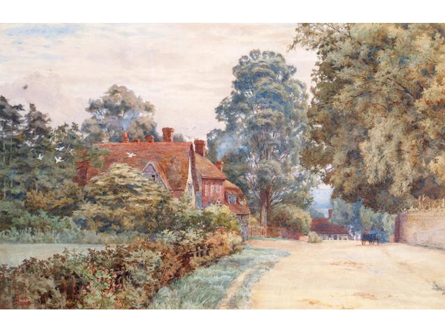 Circle of Thomas Hunn 'A village street in Surrey' 34 x 53cm.