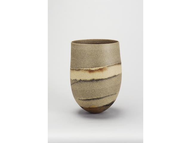 Jennifer Lee 'Smokey Pot, Sand-grained band, haloed trace, rust flash', 2000 Height 35cm (13 3/4in.)