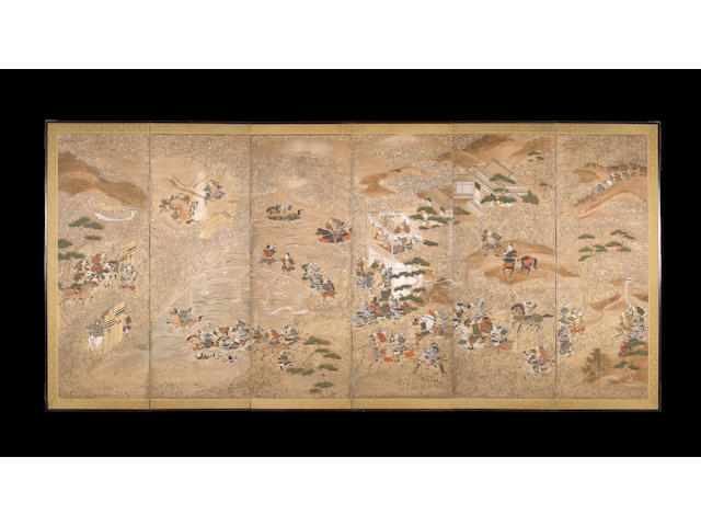 A fine six-leaf screen,