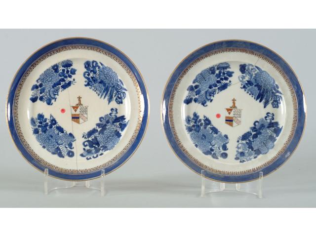 A pair of Chinese Export armorial plates