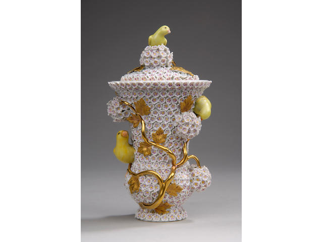 A Meissen vase and cover,