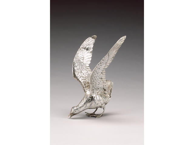 A German silver model of a Gull, by Neresheimer of Hanau and bearing import marks for London 1911, sponsor's mark of Berthold M&#252;ller,