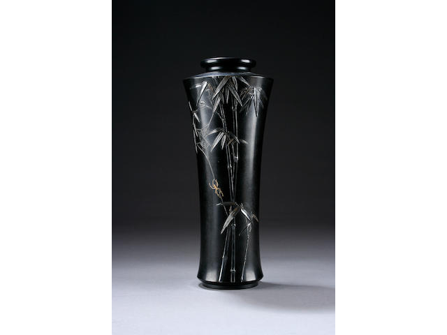 A Japanese inlaid bronze vase, Taisho period