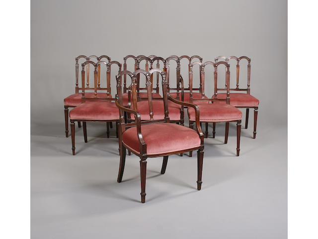 A set of eight late 19th century mahogany dining chairsin the George III style