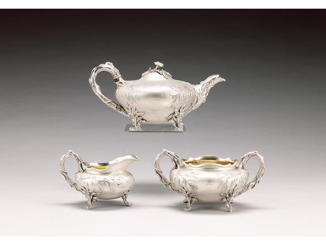 A William IV silver three piece tea service, by Benjamin Preston, London 1831,