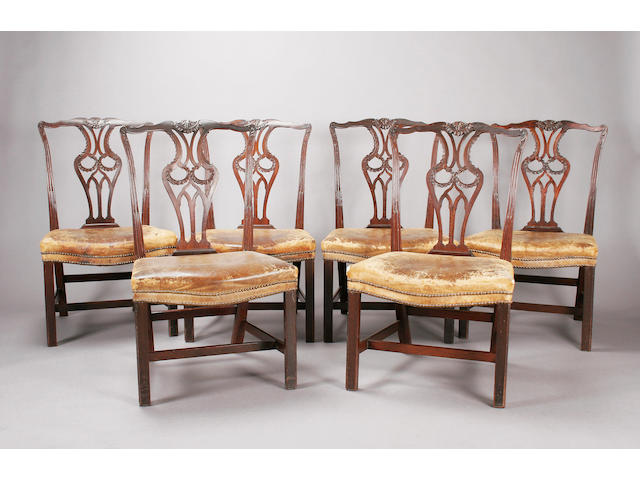A set of six 19th century Chippendale style mahogany standard chairs