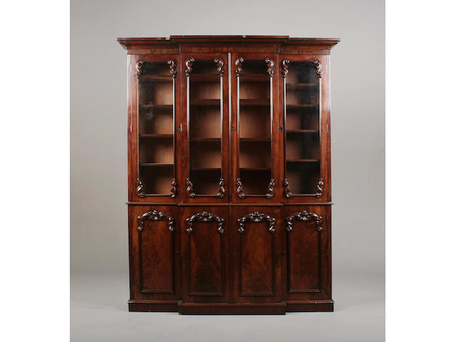 A Victorian mahogany breakfront bookcase
