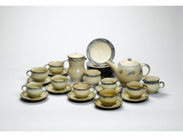 Bernard Leach a Tea Set, 1950 Diameter of Side Plates 16cm (6 1/4in.)