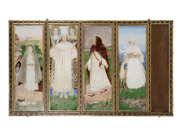 John Duncan RSA RSW (1866-1945) The Sneaton Castle Altarpiece : Right Wing size overall
