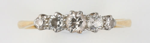 A five stone diamond ring, (2)