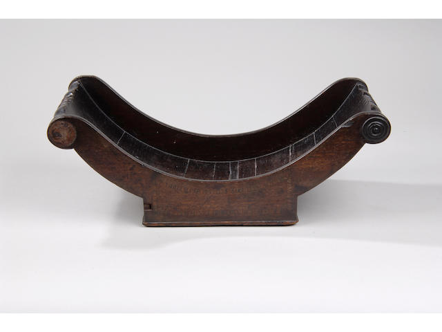 A George III mahogany and tulipwood banded cheese coaster,
