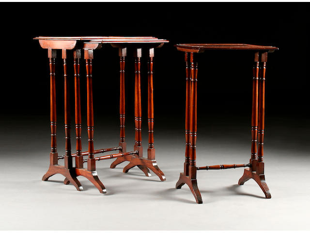 A nest of three 19th century mahogany tables