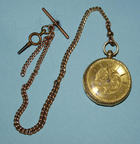 A late Victorian gold open face pocket watch,