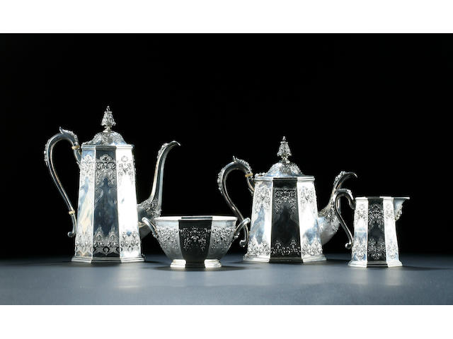 A four piece Victorian tea and coffee service by Robert Hennell, 1854