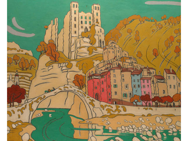Claude Francis Barry (British, 1883-1970) Townscape, Dolceacqua.