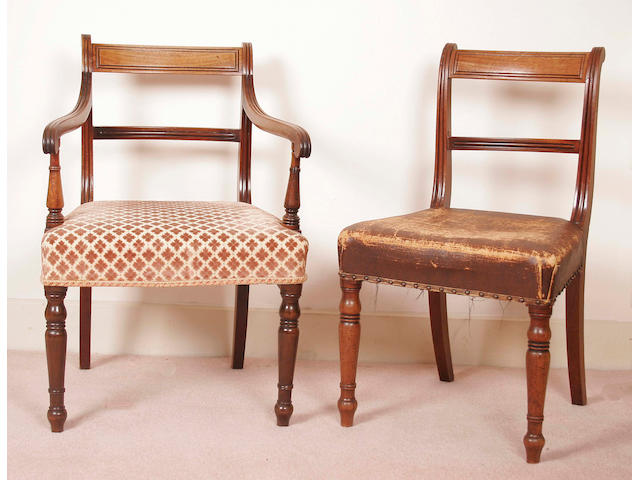 A set of six Georgian mahogany dining chairs,