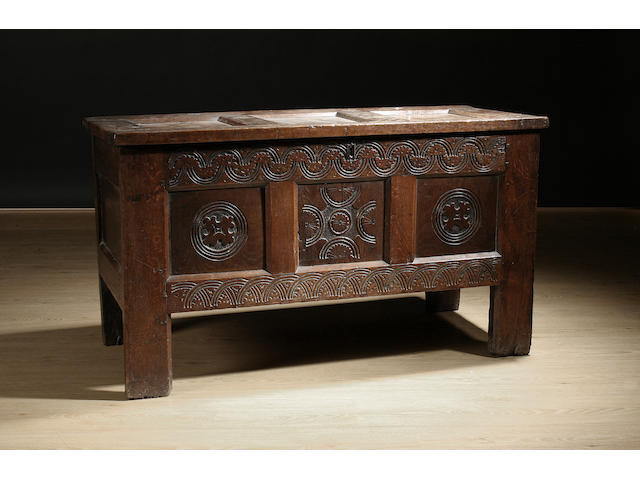 A 17th Century oak coffer