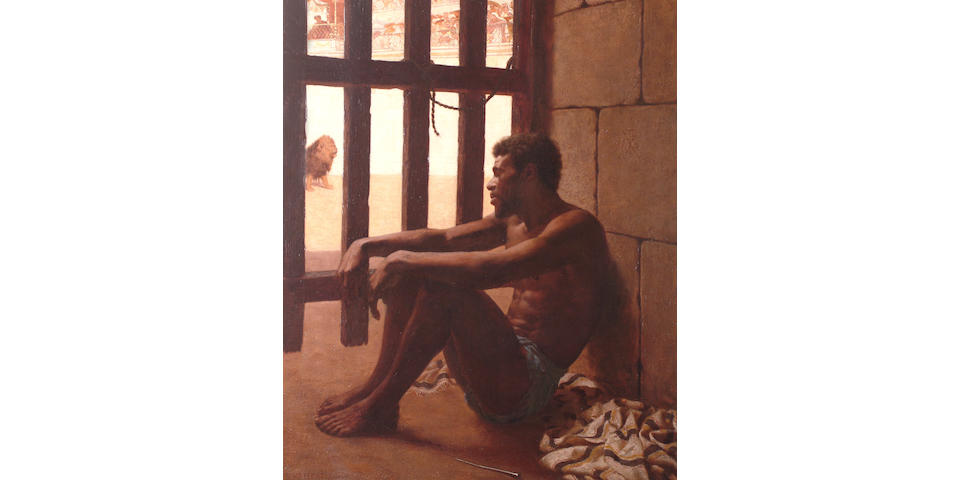 Edmund Blair Leighton (British, 1853-1922) A Gladiator in thought.