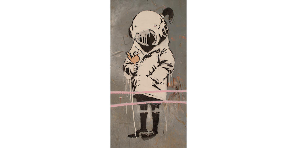 Banksy (British, b.1974) No.5, Young child with bird.