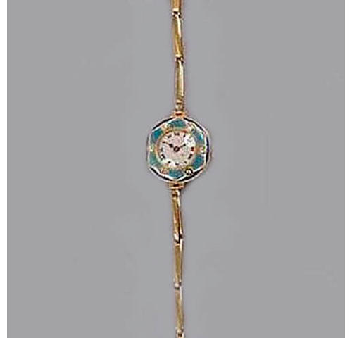 An enamel wristwatch,