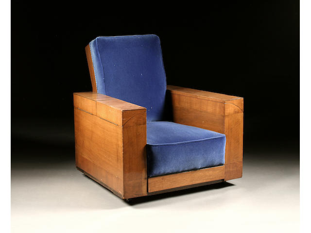 A most unusual 20th Century walnut-framed metamorphic "cabinet" easy chair by Waddingtons of Bolton