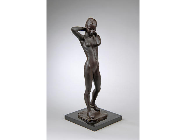 Enzo Plazzotta (Italian 1921-1981): A bronze life study of a young girl,