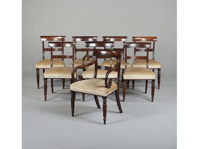 A set of eight William IV mahogany dining chairs