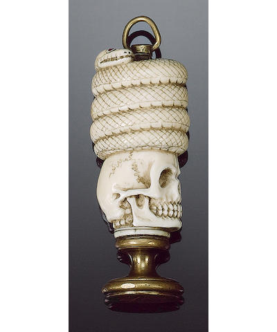 A 19th century ivory and brass mounted occult seal