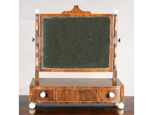 A George IV mahogany inlaid toilet mirror