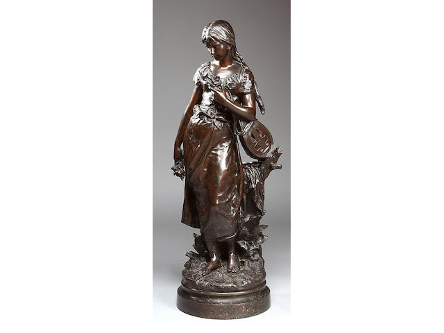 H. Moreau, a 19th century bronze figure of a girl