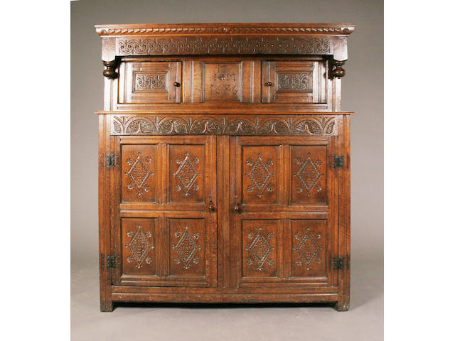 A late 17th century and later oak court cupboard