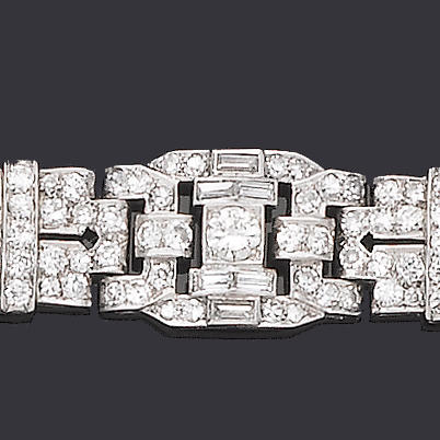An art deco diamond panel bracelet,
