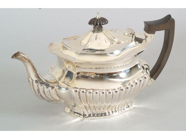 An Edwardian matched three piece tea set C.C.Pilling, 1902, 1903 and 1904,