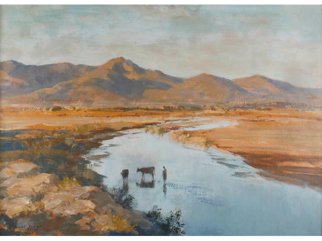 Edward Brian Seago, R.B.A., R.W.S. (1910-1974) Landscape near Oued Zat, Morocco 66 x 91.5cm (26 x 36in).