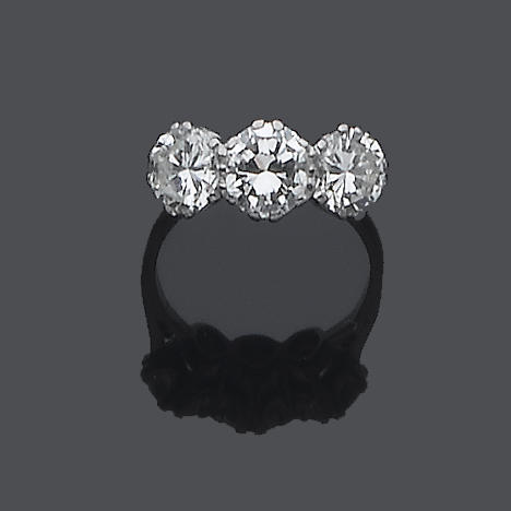 A diamond three-stone ring