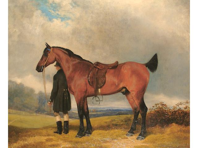 Thomas Gooch (British, 1750-1802) A Hunter and a groom in a landscape.