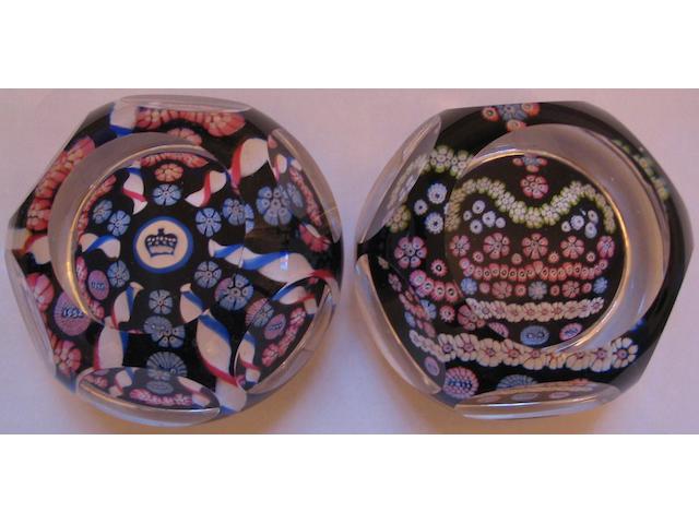 Two Whitefriars faceted 'Silver Jubilee' weights,