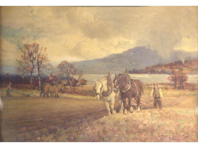 Tomson Laing (fl1890-1904) Plough Scene