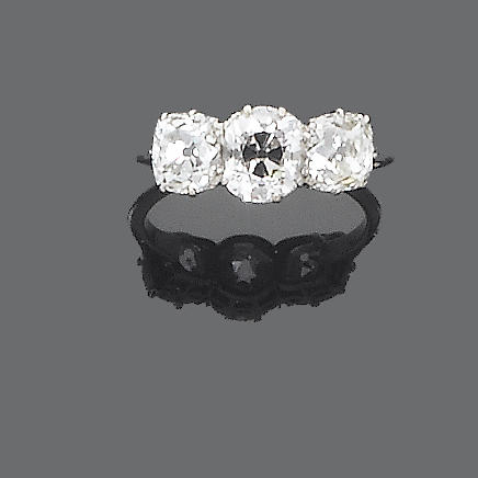 A diamond three-stone ring