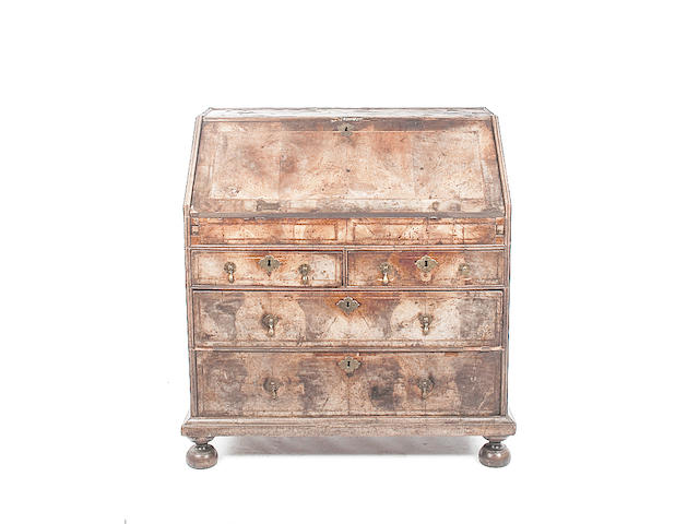 A mid 18th century walnut veneered bureau,